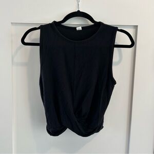 All black cropped, high neck tank with twist- M
